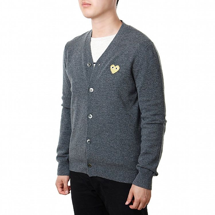 COMME des GARCONS PLAY Kint Cardigan Gold Emblem 'Grey' AZ-N050-051-3 sold by KicksCrew product image thumbnail 4