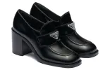 (WMNS) PRADA Brushed Leather High-heel Loafers 'Black' 1D223N_055_F0002_F_075 sold by KicksCrew