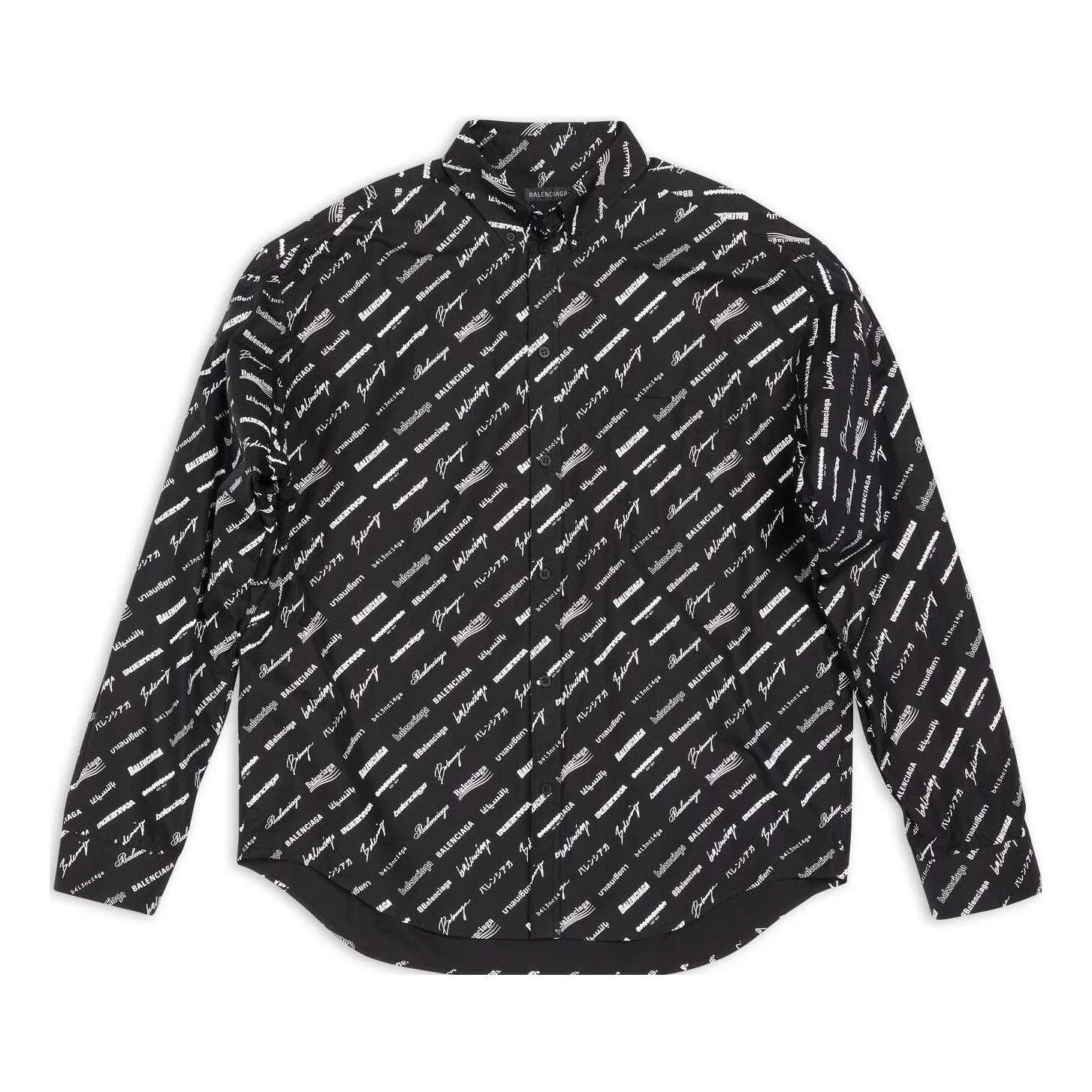 Balenciaga Logomania All Over Long Sleeve Shirt 'Black' 662983TNLL11070 sold by KicksCrew