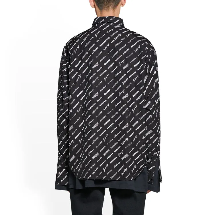 Balenciaga Logomania All Over Long Sleeve Shirt 'Black' 662983TNLL11070 sold by KicksCrew product image thumbnail 5