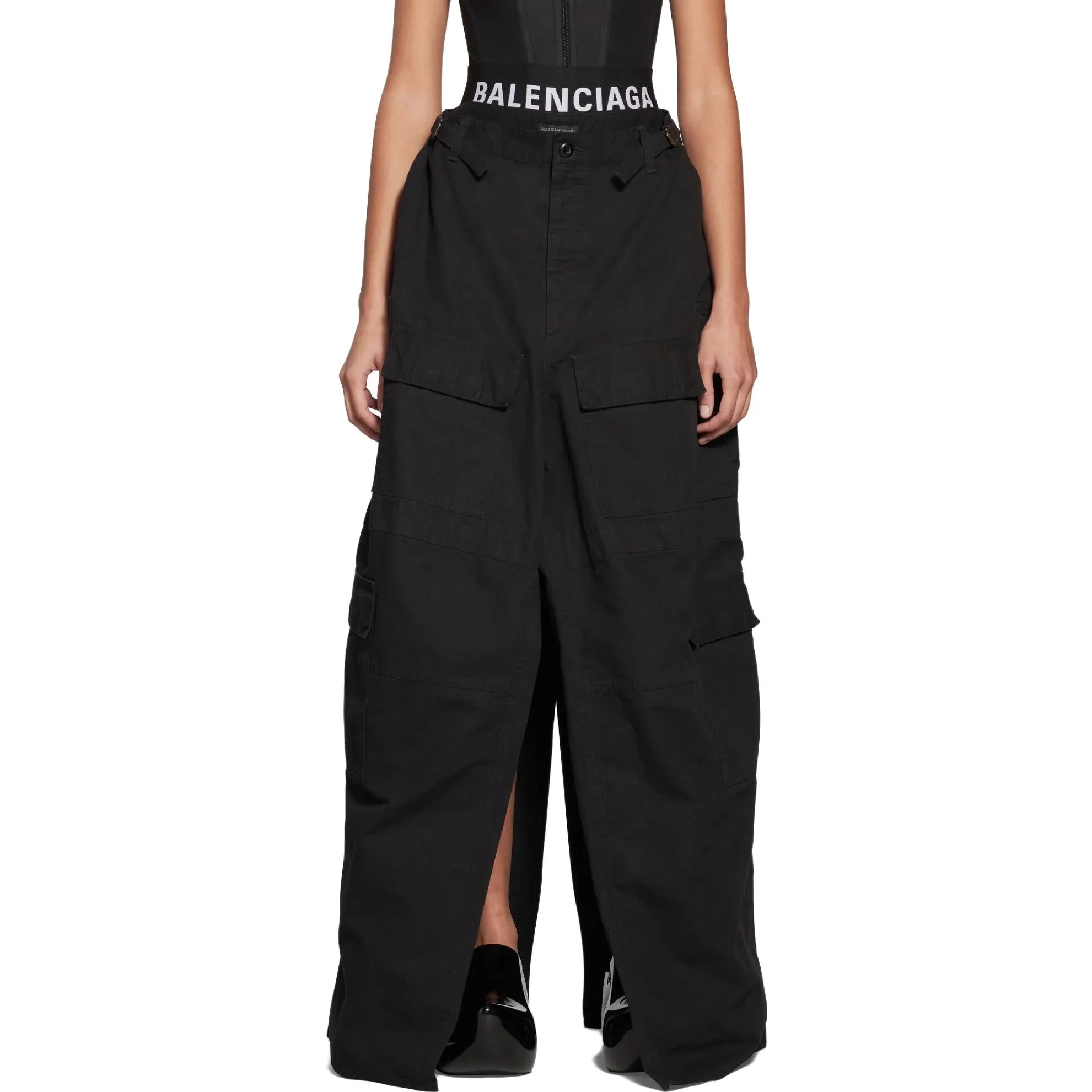 (WMNS) Balenciaga Apron Cargo Pants Skirt 'Black' 748599TKP271000 sold by KicksCrew product image thumbnail 2