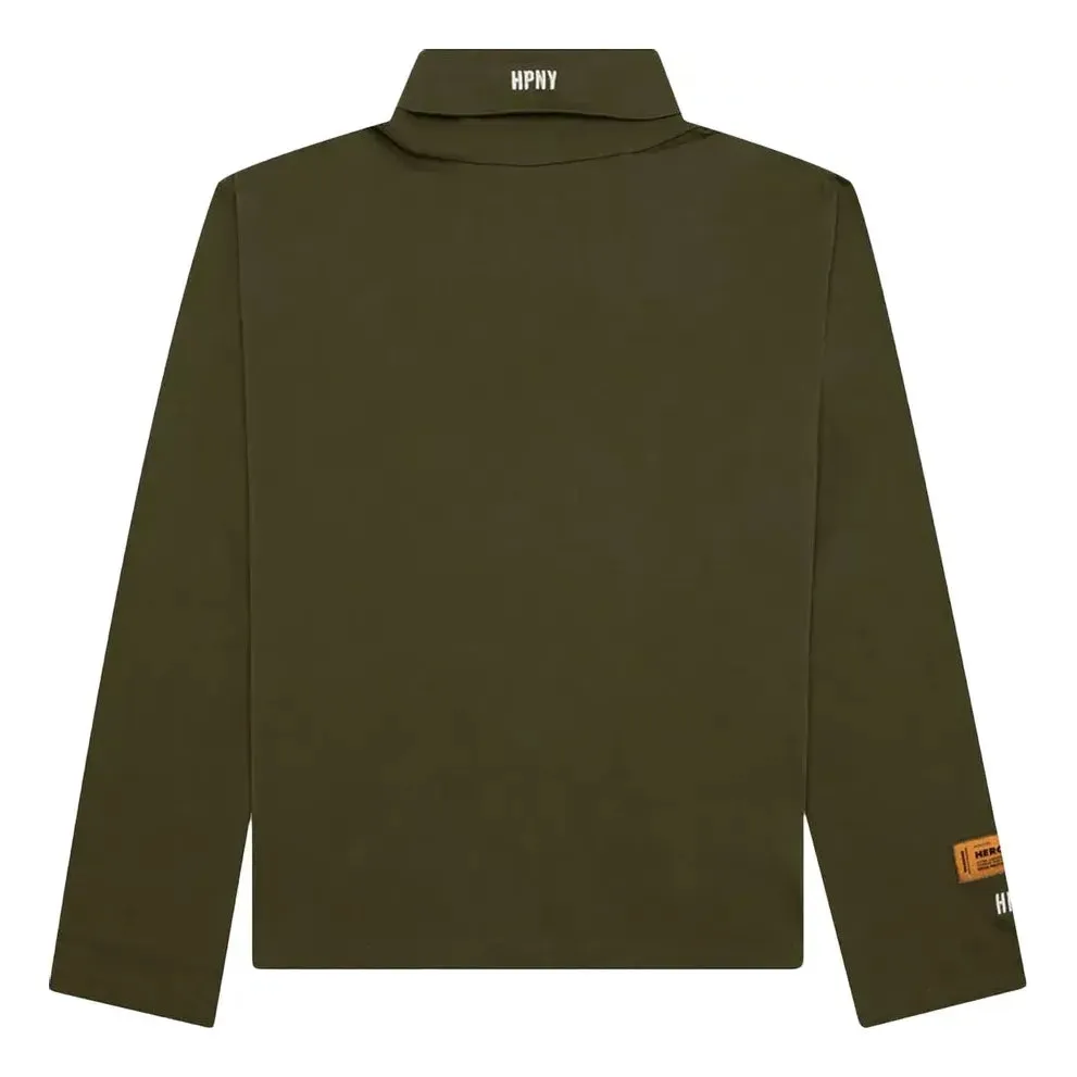 HERON PRESTON SS23 Logo Patch Rollneck Long-Sleeve T-Shirt 'Dark Olive' HMAB027S23JER0015501 sold by KicksCrew
