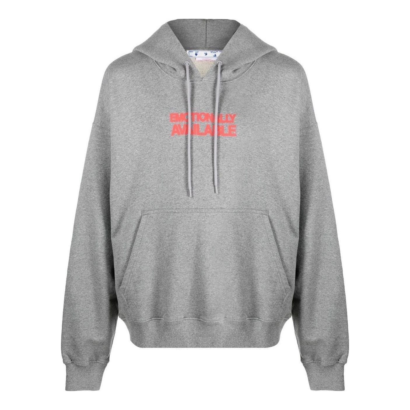 Off-White Slogan Print Hoodie 'Grey' OMBB085F22FLE0070825 sold by KicksCrew