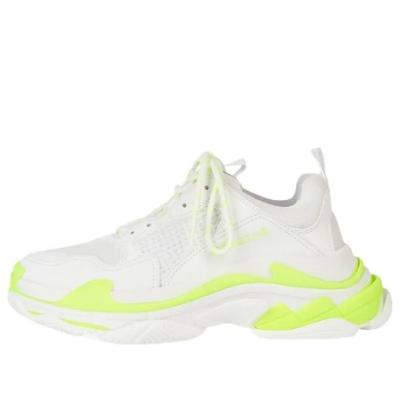(WMNS) Balenciaga Triple S Sneakers 'White Fluorescent Yellow' 524039W2CA37390 sold by KicksCrew