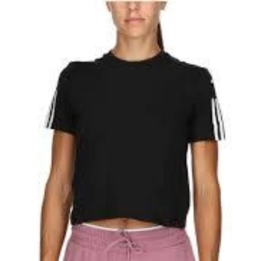 (WMNS) adidas Train Essentials Train Cotton 3-Stripes Crop T-Shirt Asia Sizing 'Black' HR7843 sold by KicksCrew product image thumbnail 2