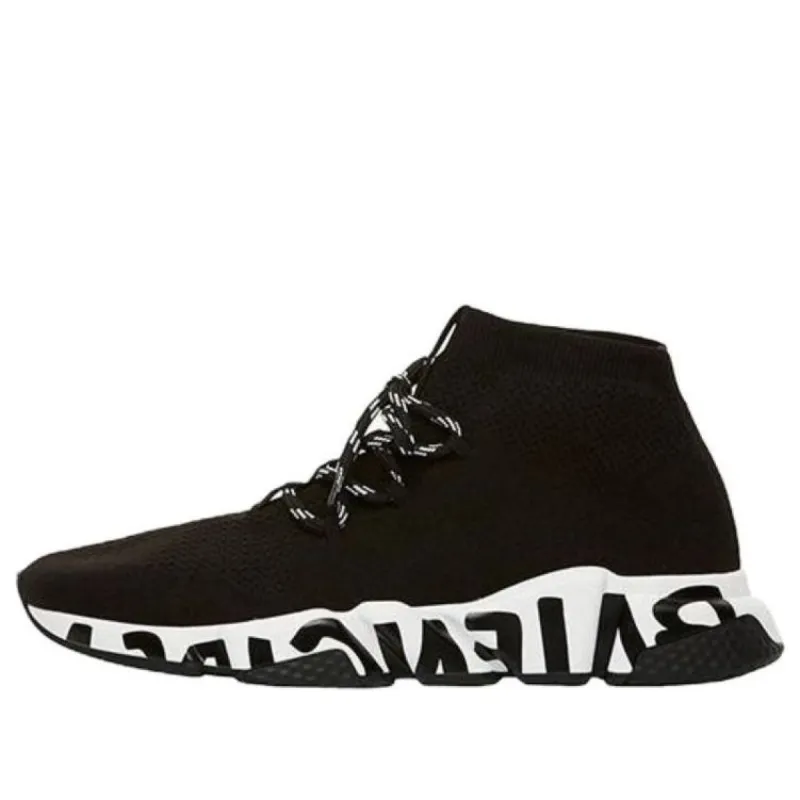 Balenciaga Speed Lace Up Sneakers 'Black Recycled Knit with Black Grafffiti Sole Unit' 621611W05GE1015 sold by KicksCrew