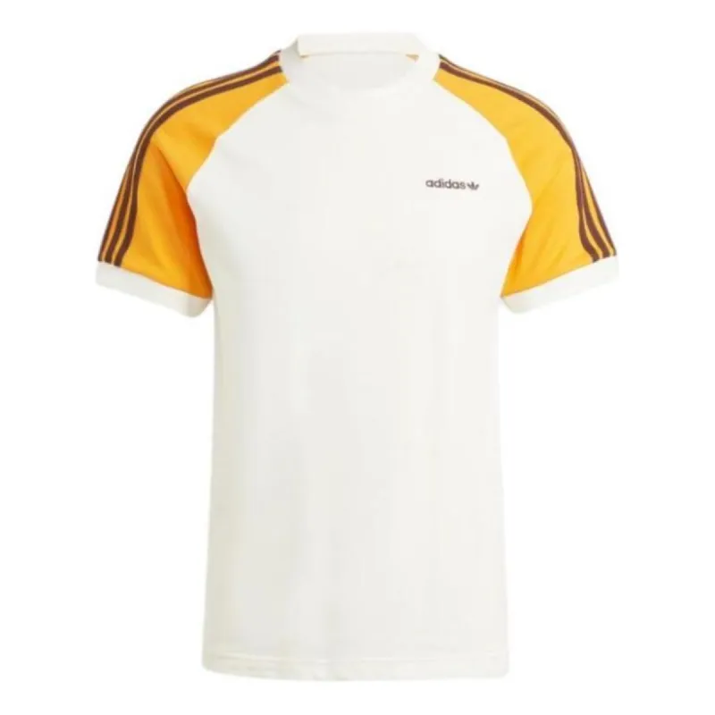 adidas Originals '80s Premium 3-Stripes T-Shirt 'White Yellow' JC6511 sold by KicksCrew