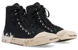Balenciaga Paris High Top Sneakers 'Black Destroyed Cotton and White Rubber with Graffiti' 688752W3RR41099 sold by KicksCrew