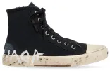 Balenciaga Paris High Top Sneakers 'Black Destroyed Cotton and White Rubber with Graffiti' 688752W3RR41099 sold by KicksCrew
