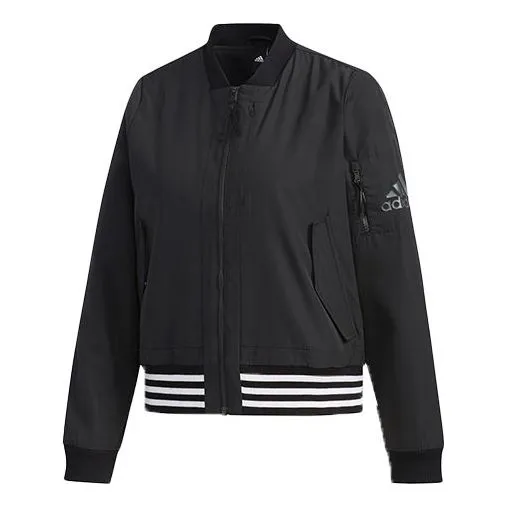 (WMNS) adidas Woven 3-Stripes Bomber Jacket 'Black' FI9284 sold by KicksCrew