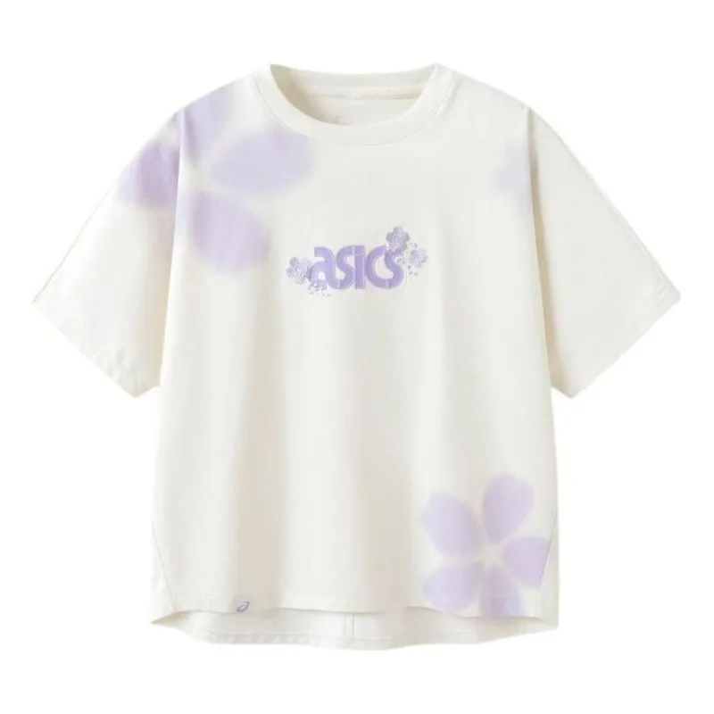 (GS) ASICS Logo with Flowers T-Shirt 'White' 332241174016-8853 sold by KicksCrew
