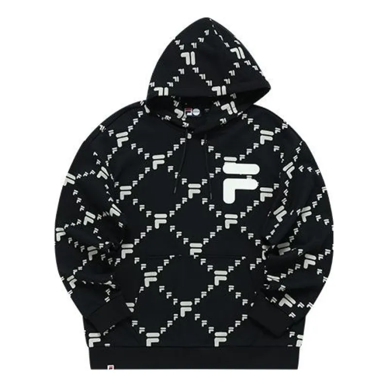 FILA FUSION Logo Out of Box Hoodie 'Black White' T11U216205F-BK sold by KicksCrew