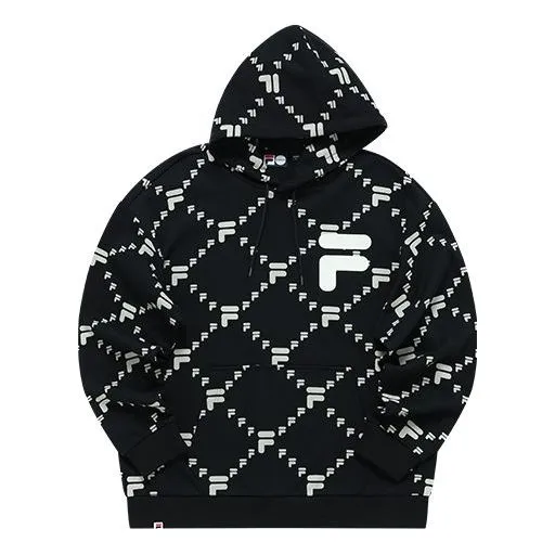 FILA FUSION Logo Out of Box Hoodie 'Black White' T11U216205F-BK sold by KicksCrew
