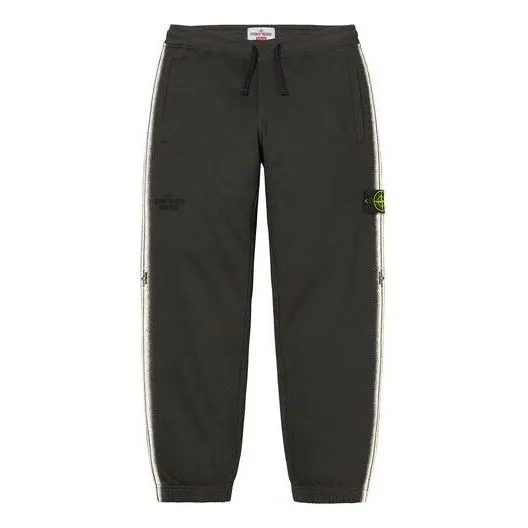 Supreme x Stone Island Stripe Sweatpants 'Black White' SUP-SS22-721 sold by KicksCrew