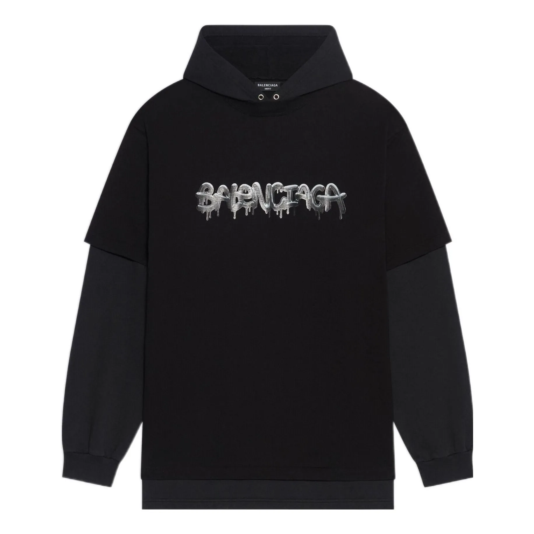 Balenciaga Slime Double Long Sleeve Hooded T-Shirt 'Black' 681029TLVF11069 sold by KicksCrew
