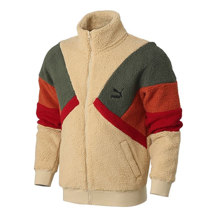 Puma Retro Block Sherpa Jacket 'Brown Red Green' 530808-12 sold by KicksCrew