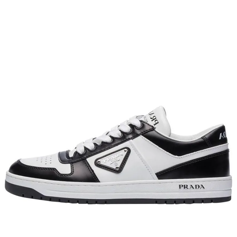 (WMNS) PRADA Downtown Leather Sneakers 'White Black ' 1E792M_3LKG_F0964_F_030 sold by KicksCrew