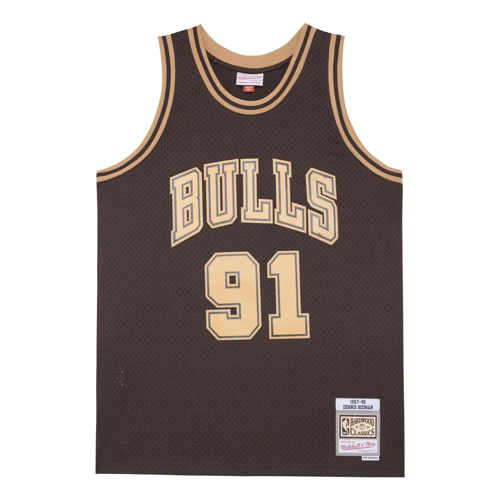 Mitchell & Ness x NBA Chicago Bulls '97-'98 'Dennis Rodman 91' SMJY4313-CBU97DRDBROW sold by KicksCrew