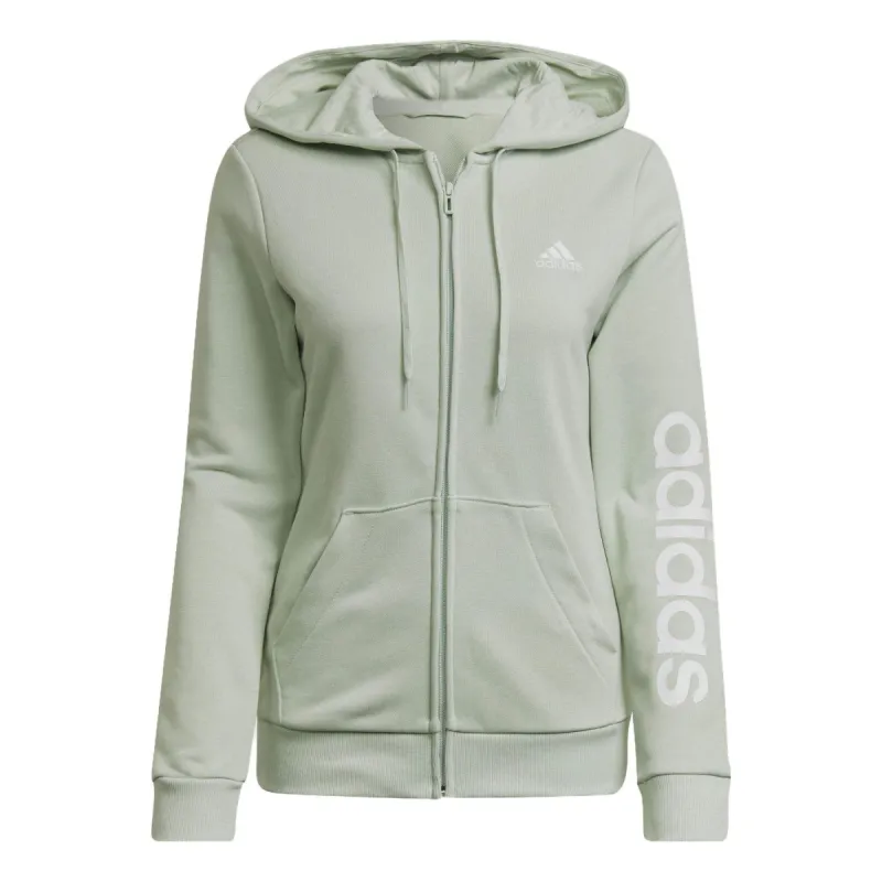 (WMNS) adidas Essentials Logo Full-Zip Hoodie 'Linen Green' HK9662 sold by KicksCrew
