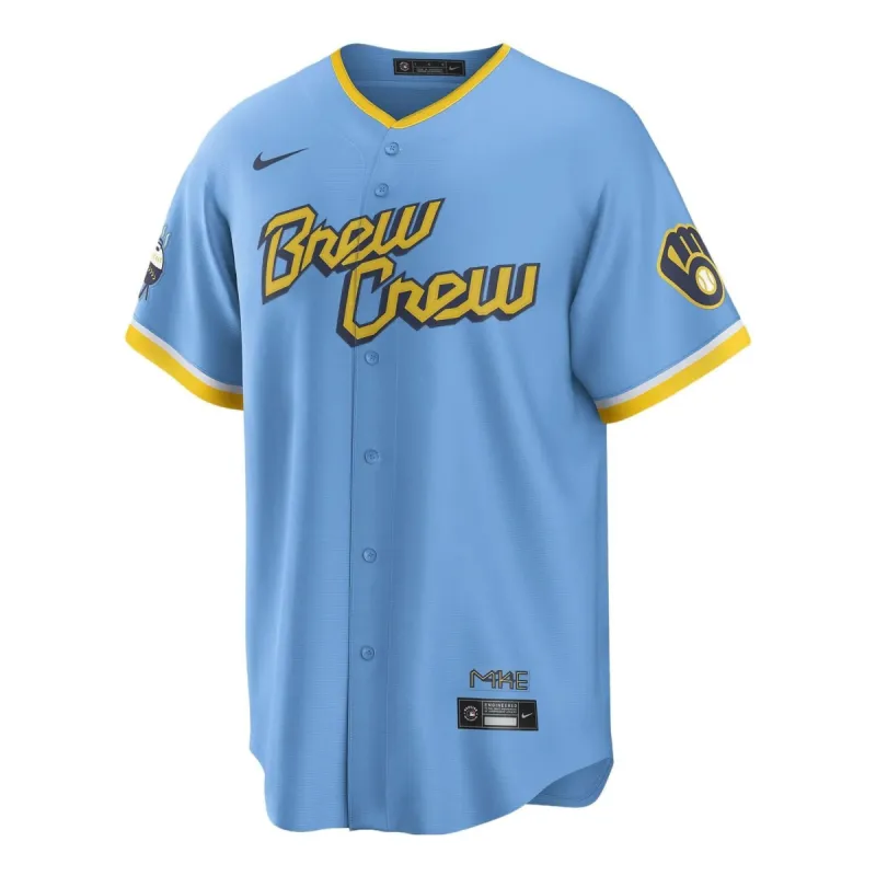 Nike x MLB Milwaukee Brewers City Connect Replica Baseball Jersey 'Lorenzo Cain 6' T770MBCCMZ7-C06 sold by KicksCrew
