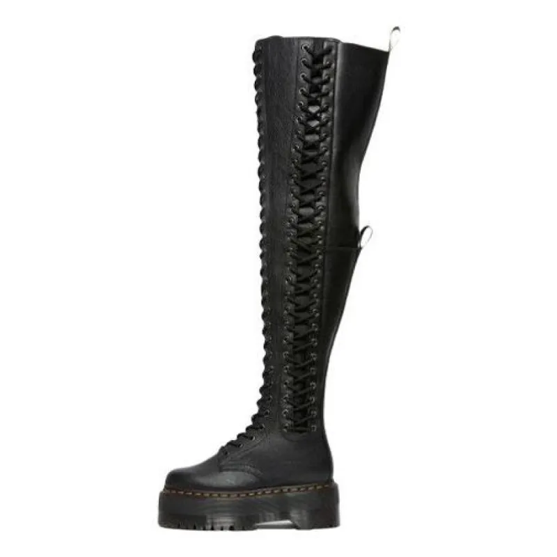 (WMNS) Dr. Martens Azreya Max Leather 26-Eye Platform Boots 'Black' 27360001 sold by KicksCrew