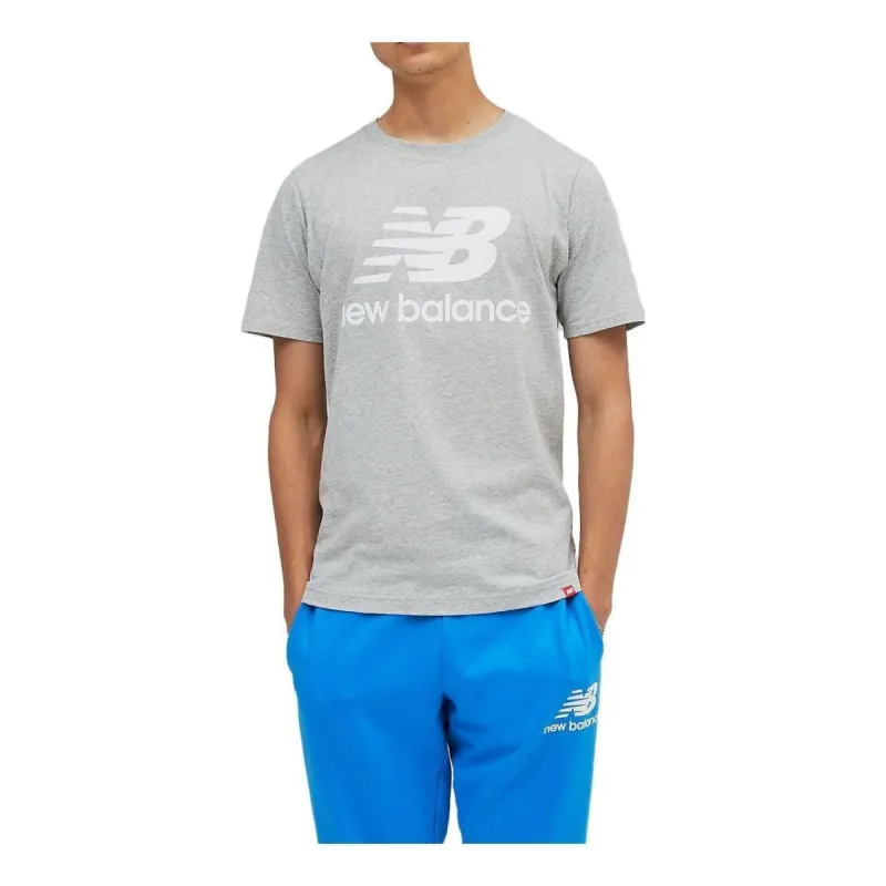 New Balance Essentials Stacked Logo T-Shirt 'Athletic Grey' MT01575-AG sold by KicksCrew