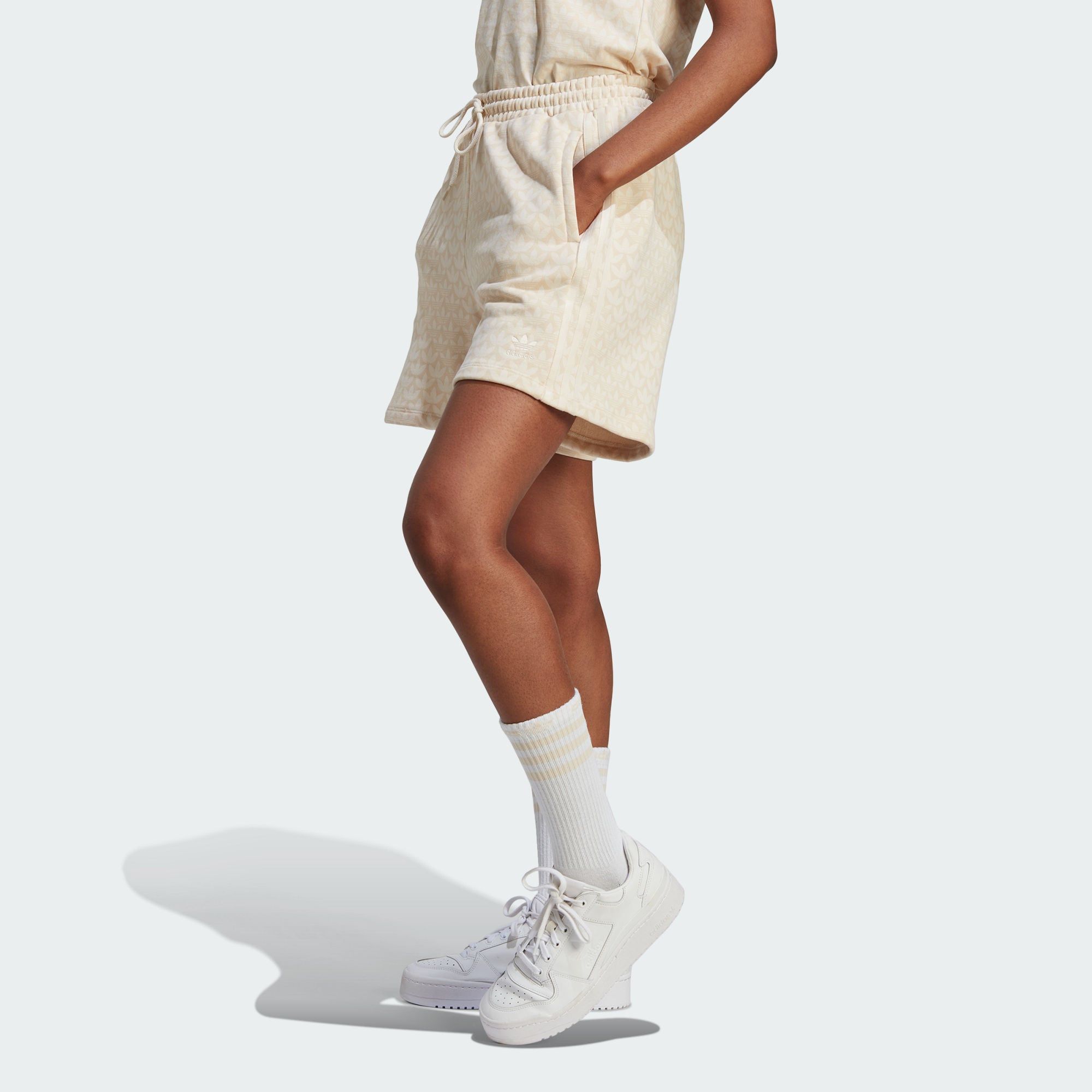 (WMNS) adidas originals Trefoil Monogram Shorts 'Beige' IJ6000 sold by KicksCrew product image thumbnail 2
