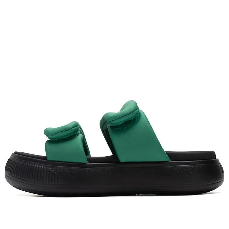 (WMNS) PUMA Mayu Puffy Slides 'Green Black' 399450-03 sold by KicksCrew