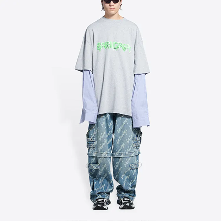 Balenciaga Slime Logo Layered T-Shirt 'Grey' 671401TLVF11203 sold by KicksCrew product image thumbnail 3
