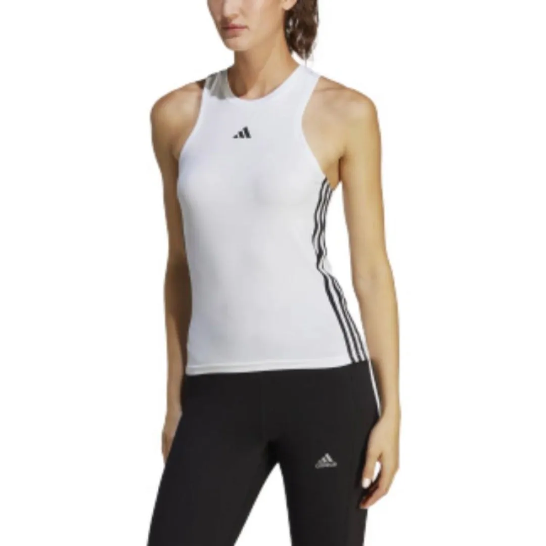 (WMNS) adidas Aeroready Train Essentials Regular 3-Stripes Tank Top Asia Sizing 'White black' HT9514 sold by KicksCrew product image thumbnail 3
