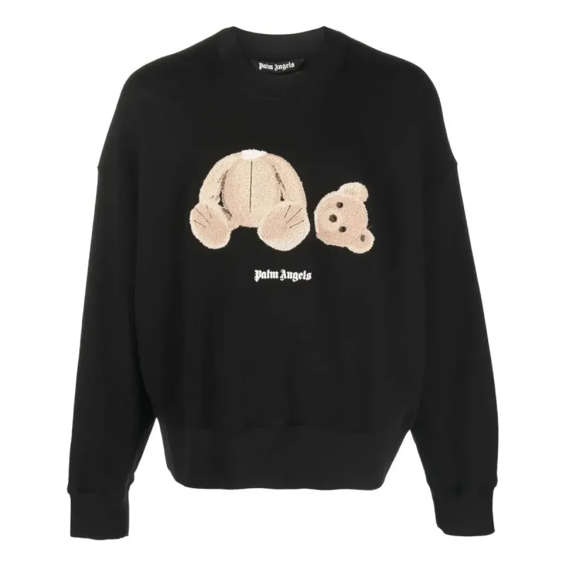Palm Angels Bear Motif Crew-Neck Sweatshirt 'Black' PMBA026C99FLE0021060 sold by KicksCrew