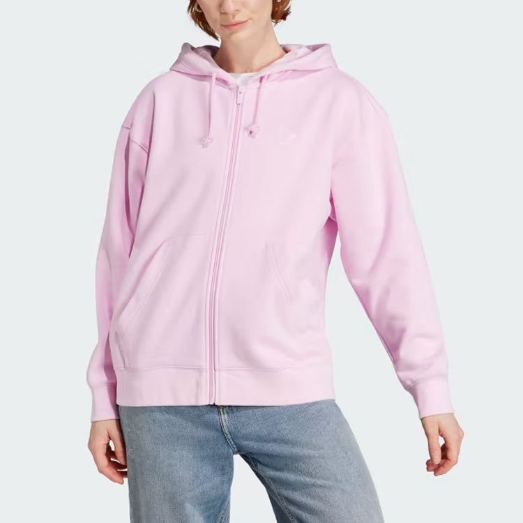 (WMNS) adidas Full-Zip Boyfriend Hoodie 'Pink' IK0484 sold by KicksCrew product image thumbnail 2
