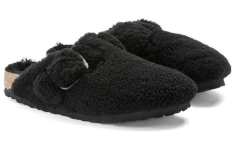 (WMNS) Birkenstock Boston Big Buckle Shearling Narrow Fit 'Black' 1025700 sold by KicksCrew