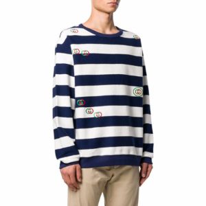 Gucci Striped Crewneck Jumper 'Navy White' 581969-XJBKQ-4759 sold by KicksCrew