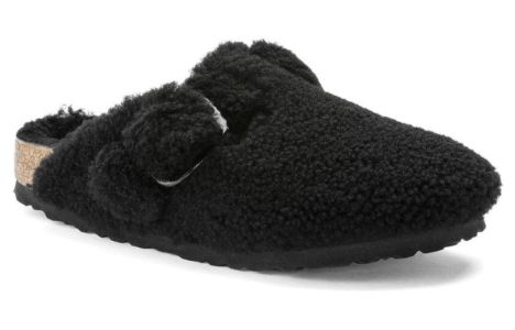 (WMNS) Birkenstock Boston Big Buckle Shearling Narrow Fit 'Black' 1025700 sold by KicksCrew