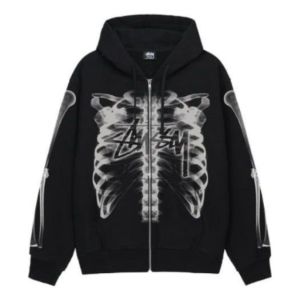 Stussy Rib Cage Zip Hoodie 'Black White' 1974948 sold by KicksCrew