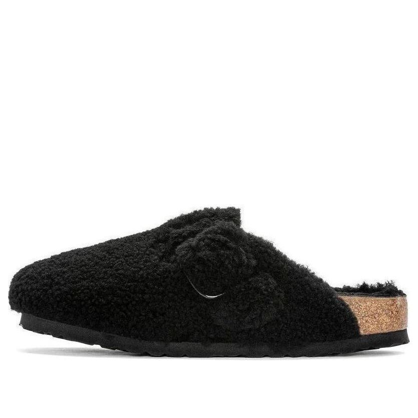 (WMNS) Birkenstock Boston Big Buckle Shearling Narrow Fit 'Black' 1025700 sold by KicksCrew