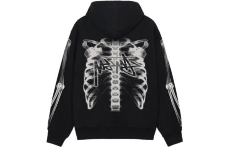 Stussy Rib Cage Zip Hoodie 'Black White' 1974948 sold by KicksCrew