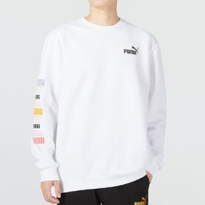 PUMA Ess Logo Repeat Graphic Crew 'White' 675128-02 sold by KicksCrew