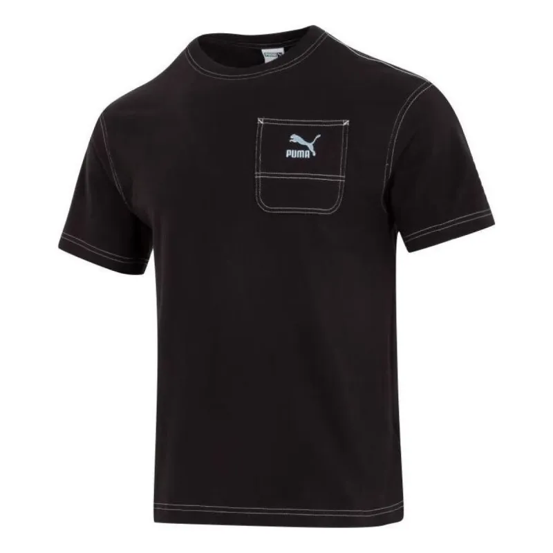 PUMA Logo Pocket T-shirt 'Black' 626858-01 sold by KicksCrew