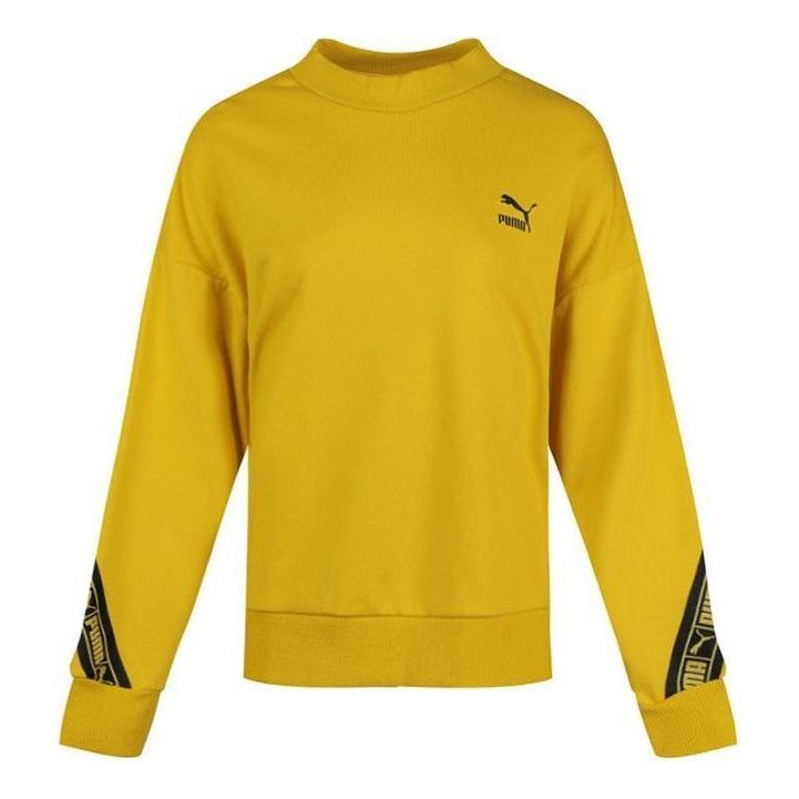 (WMNS) Puma Classic Tape Sweater 'Yellow Black' 596019-20 sold by KicksCrew
