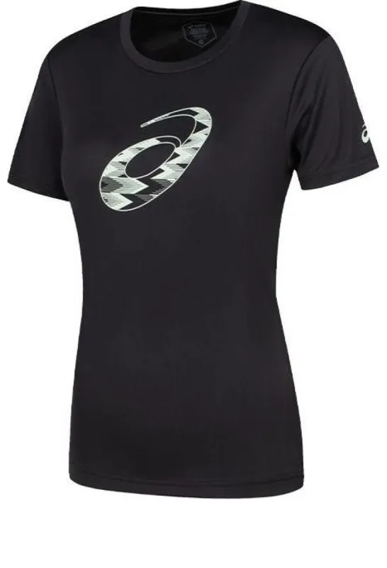(WMNS) ASICS Spiral Graphic Short Sleeve T-Shirt Asia Sizing 'Performance Black' 2032D020-001 sold by KicksCrew
