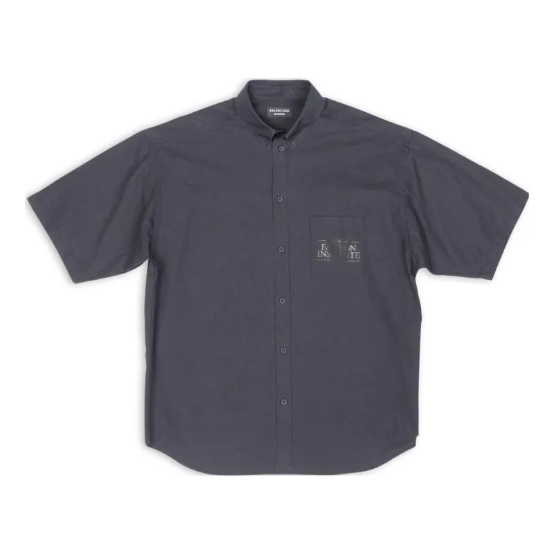 Balenciaga Fashion Institute Short Sleeve Shirt Large Fit 'Dark Grey' 703846TYB181270 sold by KicksCrew