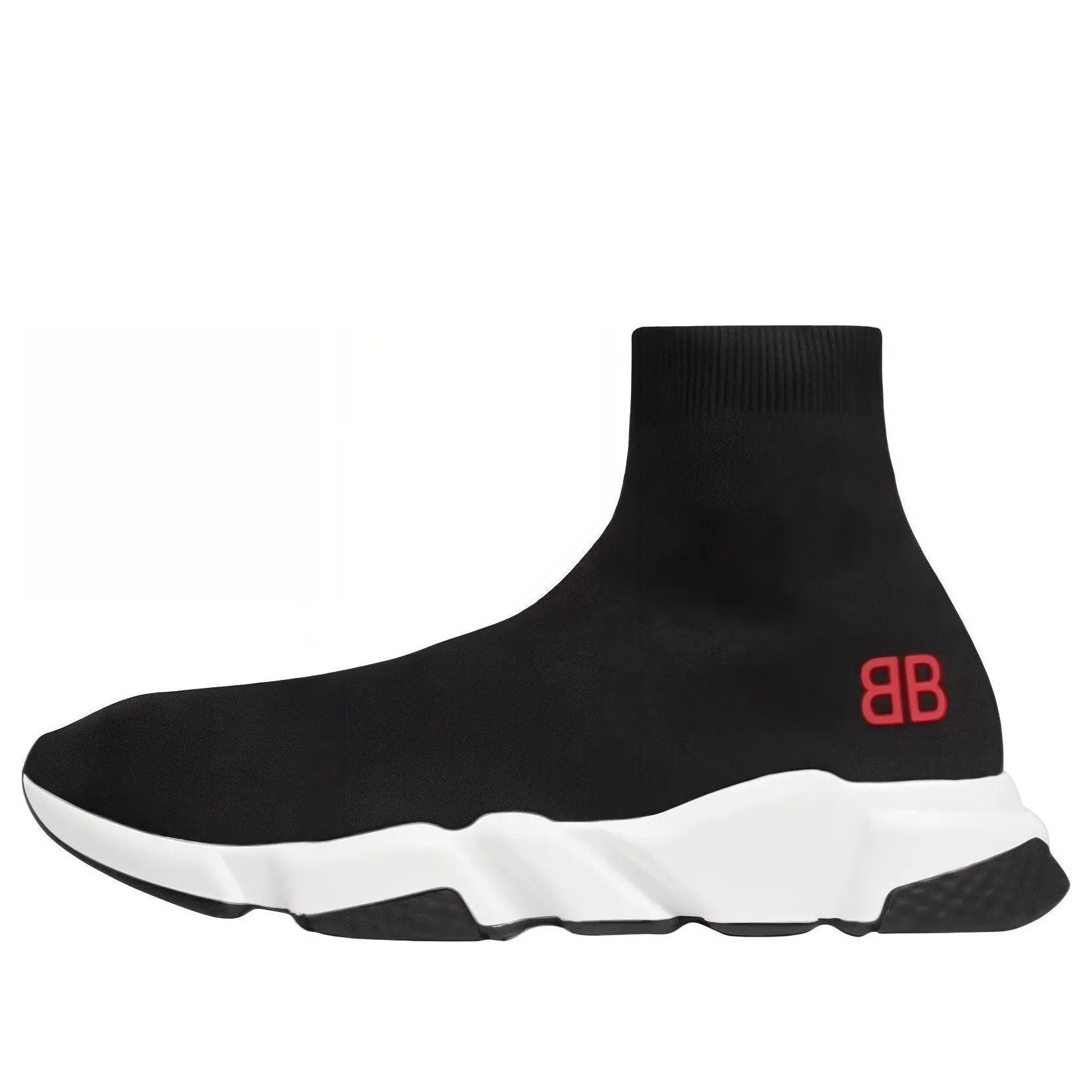 Balenciaga Speed Sneakers 'Black Knit with Red BB Logo' 514218W05G01000 sold by KicksCrew