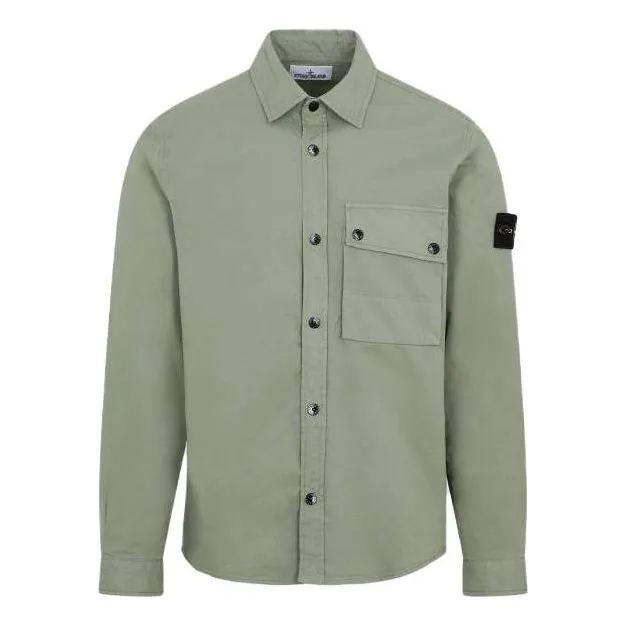 STONE ISLAND Wappen Patch Long Sleeve Shirt 'Green' 781511610-V0055 sold by KicksCrew