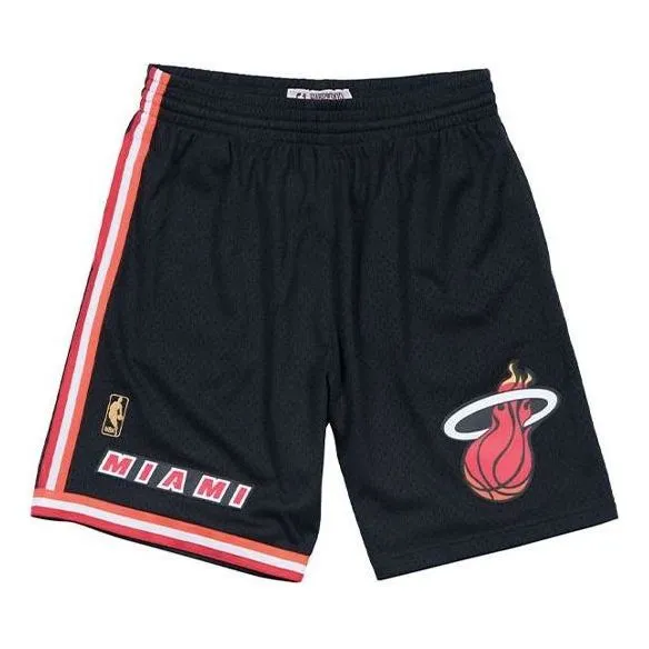 Mitchell & Ness NBA Swingman Shorts Miami Heat Road 1996-97 'Black Red' SMSHGS18239-MHEBLCK96 sold by KicksCrew