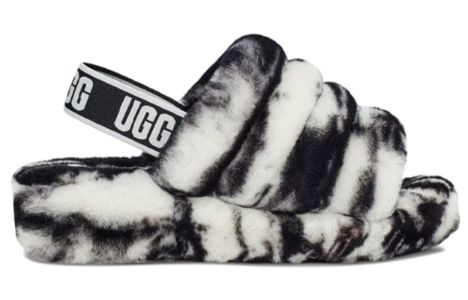 (WMNS) UGG Fluff Yeah Slide Marble 'Black White' 1122554-BLK sold by KicksCrew