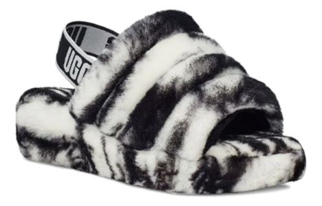 (WMNS) UGG Fluff Yeah Slide Marble 'Black White' 1122554-BLK sold by KicksCrew