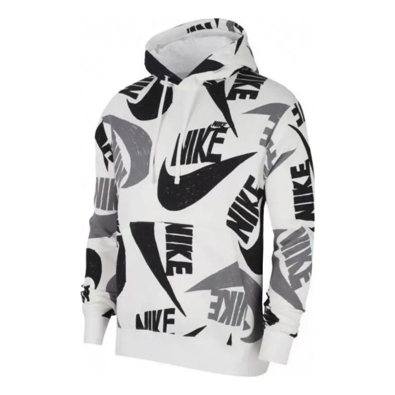 Nike Sportswear Club Pullover Hoodie 'White Black' CJ6312-010 sold by KicksCrew