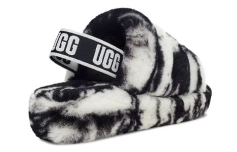 (WMNS) UGG Fluff Yeah Slide Marble 'Black White' 1122554-BLK sold by KicksCrew
